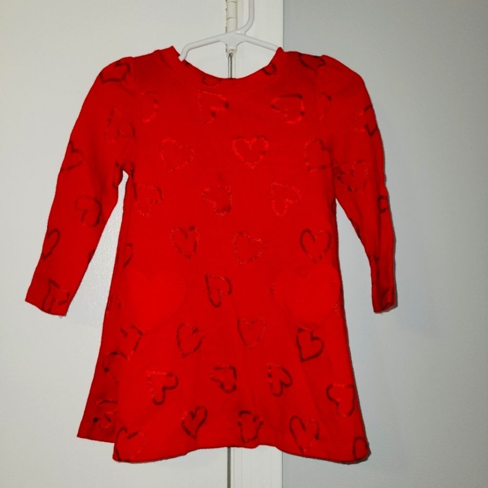 Cat & Jack Toddler Girls Heart Print Dress with Pockets Size 2T